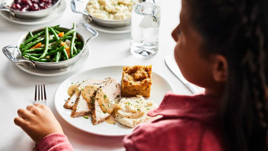 Fleming's Thanksgiving children's 3-course prix fixe menu featuring turkey