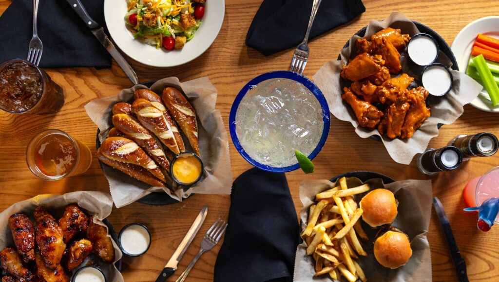 Glory Days full food and beverage spread