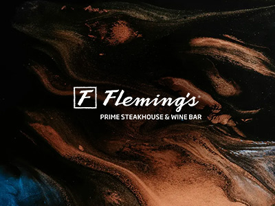 Acquired Taste background with Fleming's logo in white
